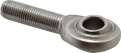 Made in USA - 7/16" ID, 1-1/8" Max OD, 3,780 Lb Max Static Cap, Plain Male Spherical Rod End - 7/16-20 RH, Stainless Steel with Stainless Steel Raceway - Top Tool & Supply