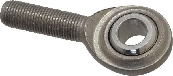 Made in USA - 1/2" ID, 1-5/16" Max OD, 4,700 Lb Max Static Cap, Plain Male Spherical Rod End - 1/2-20 RH, Stainless Steel with Stainless Steel Raceway - Top Tool & Supply