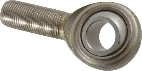 Made in USA - 3/4" ID, 1-3/4" Max OD, 7,512 Lb Max Static Cap, Plain Male Spherical Rod End - 3/4-16 RH, Stainless Steel with Stainless Steel Raceway - Top Tool & Supply