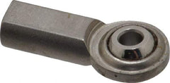 Made in USA - 3/16" ID, 5/8" Max OD, 930 Lb Max Static Cap, Plain Female Spherical Rod End - 10-32 RH, Stainless Steel with Stainless Steel Raceway - Top Tool & Supply