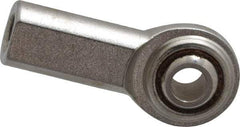 Made in USA - 1/4" ID, 3/4" Max OD, 1,380 Lb Max Static Cap, Plain Female Spherical Rod End - 1/4-28 RH, Stainless Steel with Stainless Steel Raceway - Top Tool & Supply