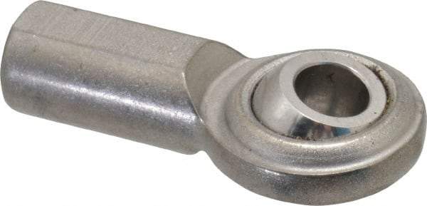 Made in USA - 5/16" ID, 7/8" Max OD, 2,100 Lb Max Static Cap, Plain Female Spherical Rod End - 5/16-24 RH, Stainless Steel with Stainless Steel Raceway - Top Tool & Supply