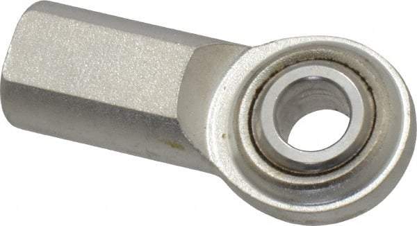 Made in USA - 3/8" ID, 1" Max OD, 3,080 Lb Max Static Cap, Plain Female Spherical Rod End - 3/8-24 RH, Stainless Steel with Stainless Steel Raceway - Top Tool & Supply