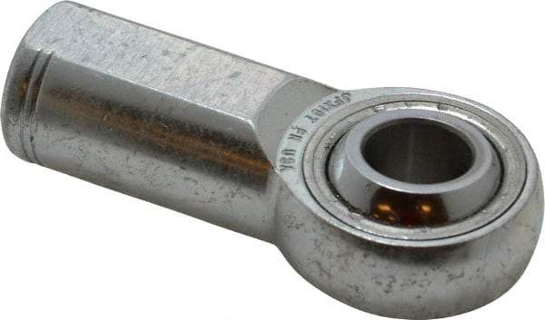 Made in USA - 5/8" ID, 1-1/2" Max OD, 17,959 Lb Max Static Cap, Plain Female Spherical Rod End - 5/8-18 RH, Alloy Steel with Steel Raceway - Top Tool & Supply