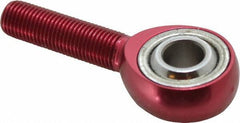 Made in USA - 3/8" ID, 1" Max OD, 4,208 Lb Max Static Cap, Plain Male Spherical Rod End - 3/8-24 RH, Alloy Steel with Steel Raceway - Top Tool & Supply