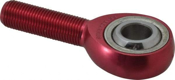 Made in USA - 1/2" ID, 1-5/16" Max OD, 7,698 Lb Max Static Cap, Plain Male Spherical Rod End - 1/2-20 RH, Aluminum Housing with Steel Raceway - Top Tool & Supply