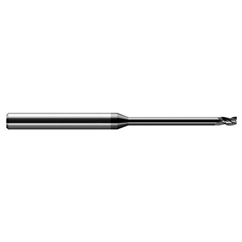 Miniature End Mills - Long Reach, Stub Flute - 0.0780″ (5/64″) Cutter Diameter × 0.1180″ Length of Cut × 0.4060″ (13/32″) Reach Carbide Square End Mill, 3 Flutes, Amorphous Diamond Coated - Exact Industrial Supply