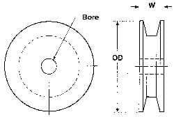 Poly Hi Solidur - 1/2" Bore, 5.55" Outside Diam, Finished Bore V-Belt Sheave - 1" Wide - Top Tool & Supply