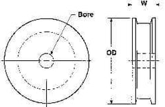 Poly Hi Solidur - 1/4" Bore, 5-1/2" Outside Diam, Finished Bore Flat Belt Pulley - 1-1/2" Wide - Top Tool & Supply