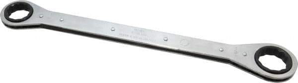 Lang - 1-1/16" x 1-1/4" 12 Point Ratcheting Box Wrench - Double End, 15" OAL, Steel, Nickel Chrome Finish - Top Tool & Supply