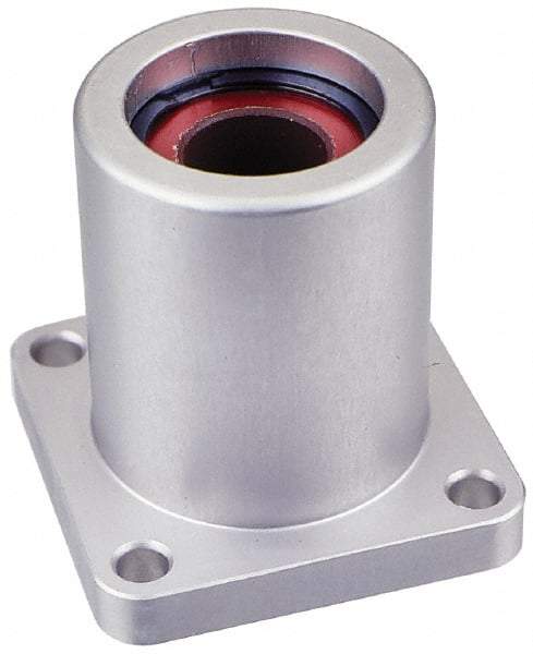 Pacific Bearing - 1" ID, 2.812" OAL x 2-3/4" OAH 4-Bolt Flange Mounted Bearing - 1,905 Lb Static Cap, 2-1/8" Btw Mnt Hole Ctrs, Aluminum - Top Tool & Supply