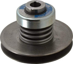 Lovejoy - 2.69" Min Pitch, 4.13" Long, 5.65" Max Diam, Spring Loaded Variable Speed Pulley - 6" Outside Diam, 7/8" Inside Diam, 1 Hp at 1750 RPM, 3/4 Hp at 1150 RPM - Top Tool & Supply