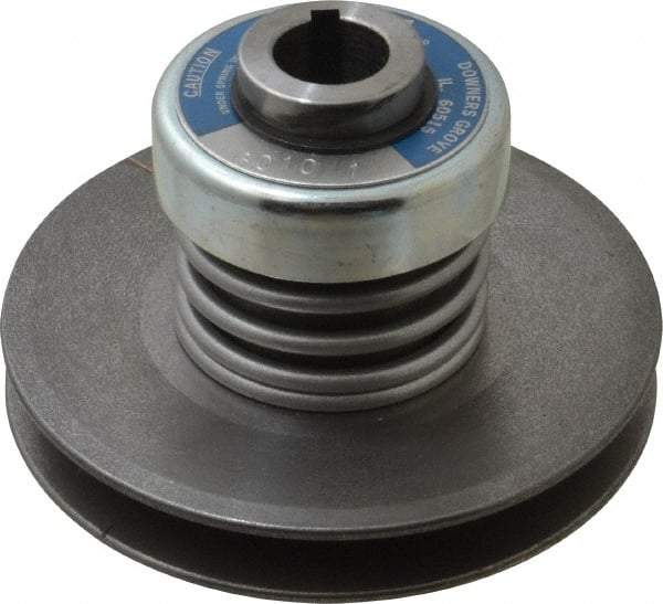 Lovejoy - 2.69" Min Pitch, 4.13" Long, 5.65" Max Diam, Spring Loaded Variable Speed Pulley - 6" Outside Diam, 1" Inside Diam, 1 Hp at 1750 RPM, 3/4 Hp at 1150 RPM - Top Tool & Supply