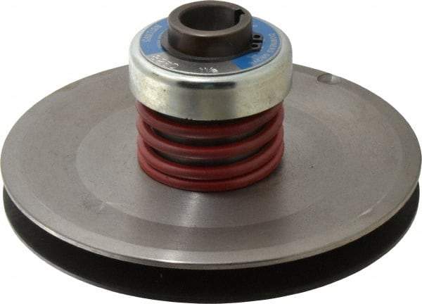 Lovejoy - 5" Min Pitch, 4.38" Long, 7.9" Max Diam, Spring Loaded Variable Speed Pulley - 8-1/4" Outside Diam, 1-1/8" Inside Diam, 5 Hp at 1750 RPM, 3 Hp at 1150 RPM - Top Tool & Supply