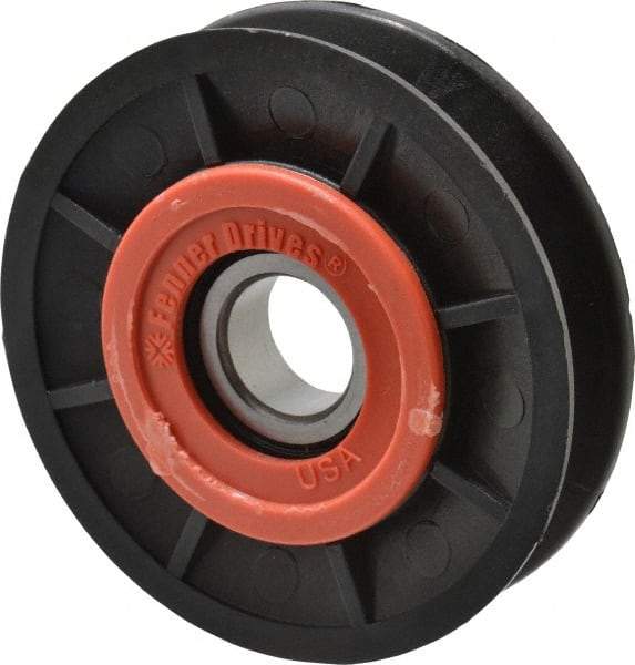 Fenner Drives - 17 Inside x 3" Outside Diam, 1/2" Wide Pulley Slot, Glass Reinforced Nylon Idler Pulley - 4L/A Belt Section, For Use with V-Belts - Top Tool & Supply