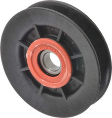 Fenner Drives - 17 Inside x 4" Outside Diam, 0.64" Wide Pulley Slot, Glass Reinforced Nylon Idler Pulley - 5L/B Belt Section, For Use with V-Belts - Top Tool & Supply