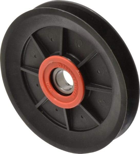 Fenner Drives - 17 Inside x 5.04" Outside Diam, 0.65" Wide Pulley Slot, Glass Reinforced Nylon Idler Pulley - 5L/B Belt Section, For Use with V-Belts - Top Tool & Supply