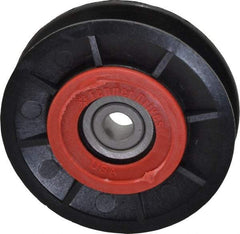 Fenner Drives - 3/8 Inside x 3" Outside Diam, 1/2" Wide Pulley Slot, Glass Reinforced Nylon Idler Pulley - 4L/A Belt Section, For Use with V-Belts - Top Tool & Supply