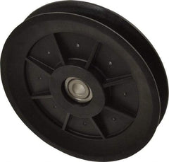 Fenner Drives - 3/8 Inside x 5.04" Outside Diam, 0.65" Wide Pulley Slot, Glass Reinforced Nylon Idler Pulley - 5L/B Belt Section, For Use with V-Belts - Top Tool & Supply