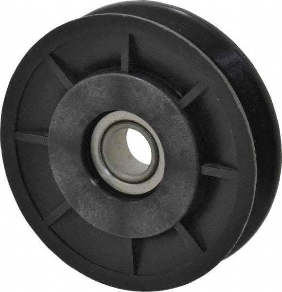 Fenner Drives - 1/2 Inside x 3" Outside Diam, 1/2" Wide Pulley Slot, Glass Reinforced Nylon Idler Pulley - 4L/A Belt Section, For Use with V-Belts - Top Tool & Supply