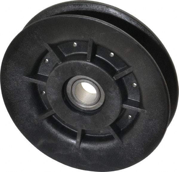 Fenner Drives - 1/2 Inside x 4" Outside Diam, 0.64" Wide Pulley Slot, Glass Reinforced Nylon Idler Pulley - 5L/B Belt Section, For Use with V-Belts - Top Tool & Supply