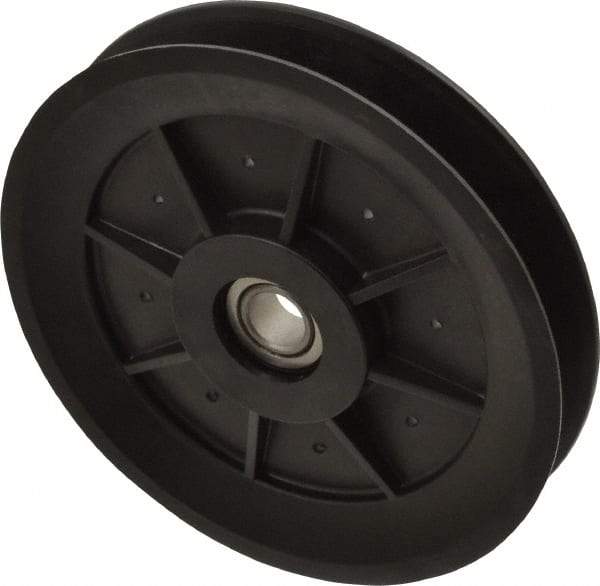 Fenner Drives - 1/2 Inside x 5.04" Outside Diam, 0.65" Wide Pulley Slot, Glass Reinforced Nylon Idler Pulley - 5L/B Belt Section, For Use with V-Belts - Top Tool & Supply