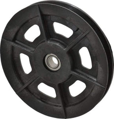 Fenner Drives - 1/2 Inside x 6.03" Outside Diam, 1/2" Wide Pulley Slot, Glass Reinforced Nylon Idler Pulley - 4L/A Belt Section, For Use with V-Belts - Top Tool & Supply