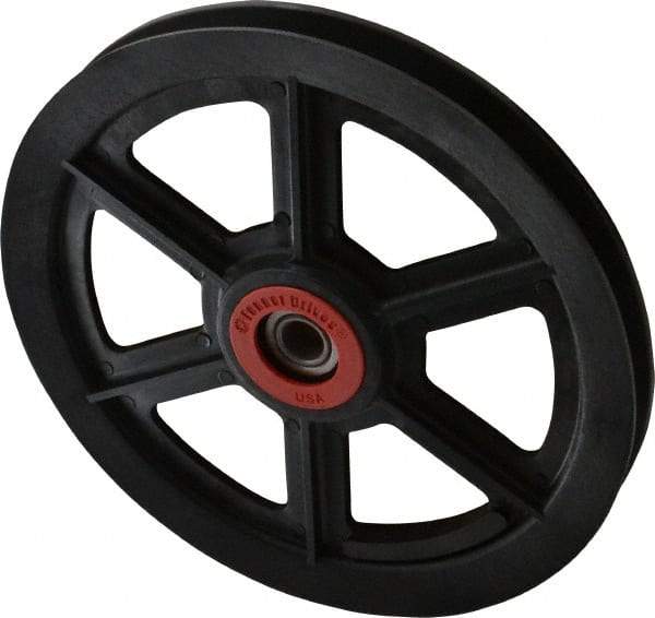 Fenner Drives - 1/2 Inside x 7-1/2" Outside Diam, 0.54" Wide Pulley Slot, Glass Reinforced Nylon Idler Pulley - 4L/A Belt Section, For Use with V-Belts - Top Tool & Supply