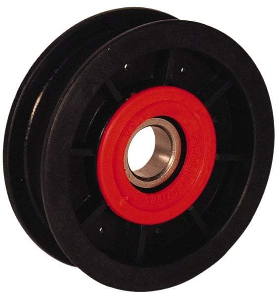 Fenner Drives - 17 Inside x 4.12" Outside Diam, 0.53" Wide Pulley Slot, Glass Reinforced Nylon Idler Pulley - 1/2" Belt Size Diam, For Use with Round Belts - Top Tool & Supply