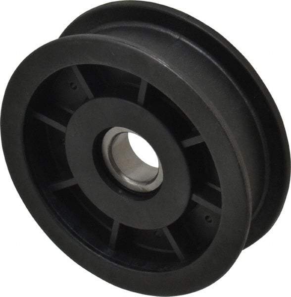 Fenner Drives - 17 Inside x 3-1/2" Outside Diam, 0.77" Wide Pulley Slot, Glass Reinforced Nylon Idler Pulley - For Use with Flat Belts, 5/8" Wide - Top Tool & Supply