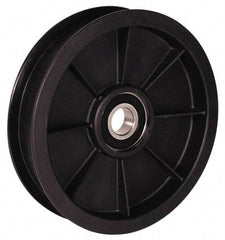 Fenner Drives - 1/2 Inside x 4.12" Outside Diam, 0.53" Wide Pulley Slot, Glass Reinforced Nylon Idler Pulley - 1/2" Belt Size Diam, For Use with Round Belts - Top Tool & Supply