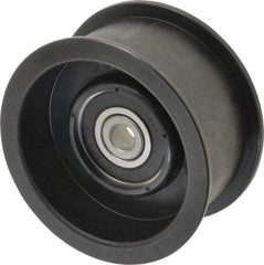 Fenner Drives - 3/8 Inside x 3.38" Outside Diam, 1.38" Wide Pulley Slot, Glass Reinforced Nylon Idler Pulley - For Use with Flat Belts, 1-1/8" Wide - Top Tool & Supply