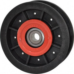 Fenner Drives - 3/8 Inside x 3-1/2" Outside Diam, 0.77" Wide Pulley Slot, Glass Reinforced Nylon Idler Pulley - For Use with Flat Belts, 5/8" Wide - Top Tool & Supply