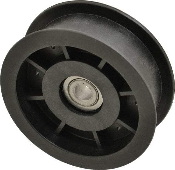 Fenner Drives - 3/8 Inside x 3-1/2" Outside Diam, 1" Wide Pulley Slot, Glass Reinforced Nylon Idler Pulley - For Use with Flat Belts, 13/16" Wide - Top Tool & Supply