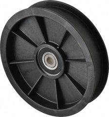 Fenner Drives - 3/8 Inside x 5.56" Outside Diam, 1.02" Wide Pulley Slot, Glass Reinforced Nylon Idler Pulley - For Use with Flat Belts, 7/8" Wide - Top Tool & Supply