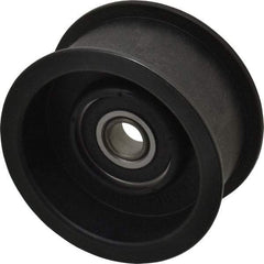 Fenner Drives - 1/2 Inside x 3.38" Outside Diam, 1.38" Wide Pulley Slot, Glass Reinforced Nylon Idler Pulley - For Use with Flat Belts, 1-1/8" Wide - Top Tool & Supply