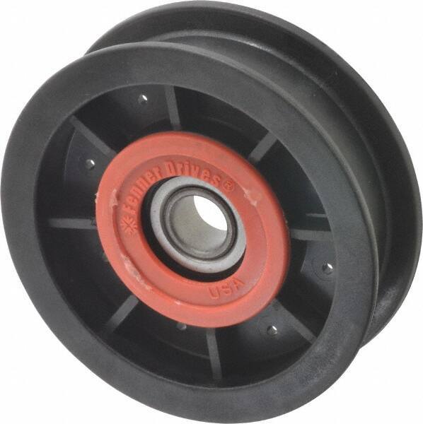 Fenner Drives - 1/2 Inside x 3-1/2" Outside Diam, 0.77" Wide Pulley Slot, Glass Reinforced Nylon Idler Pulley - For Use with Flat Belts, 5/8" Wide - Top Tool & Supply