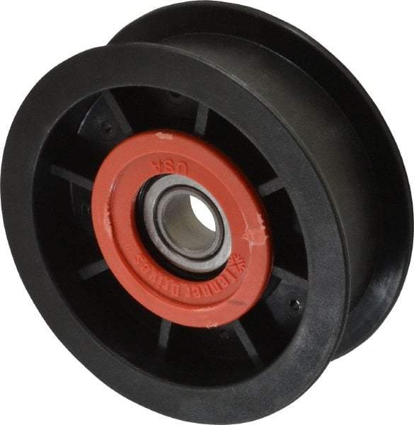 Fenner Drives - 1/2 Inside x 3-1/2" Outside Diam, 1" Wide Pulley Slot, Glass Reinforced Nylon Idler Pulley - For Use with Flat Belts, 13/16" Wide - Top Tool & Supply