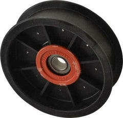 Fenner Drives - 1/2 Inside x 4-1/2" Outside Diam, 1.09" Wide Pulley Slot, Glass Reinforced Nylon Idler Pulley - For Use with Flat Belts, 29/32" Wide - Top Tool & Supply