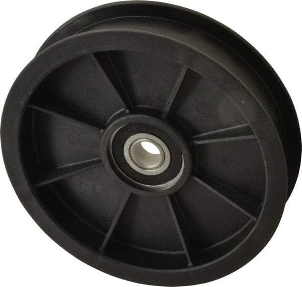 Fenner Drives - 1/2 Inside x 5.56" Outside Diam, 1.02" Wide Pulley Slot, Glass Reinforced Nylon Idler Pulley - For Use with Flat Belts, 7/8" Wide - Top Tool & Supply