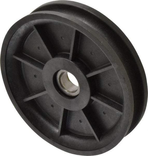 Fenner Drives - 17 Inside x 4.8" Outside Diam, 0.53" Wide Pulley Slot, Glass Reinforced Nylon Idler Pulley - 1/2" Belt Size Diam, For Use with Round Belts - Top Tool & Supply