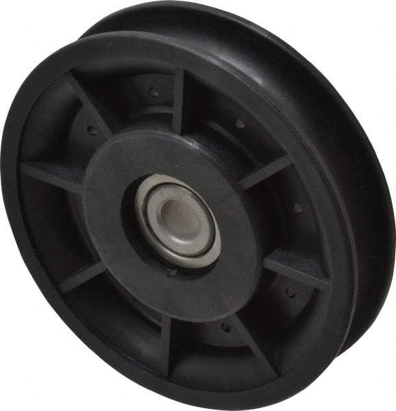 Fenner Drives - 3/8 Inside x 3-1/2" Outside Diam, 0.53" Wide Pulley Slot, Glass Reinforced Nylon Idler Pulley - 1/2" Belt Size Diam, For Use with Round Belts - Top Tool & Supply