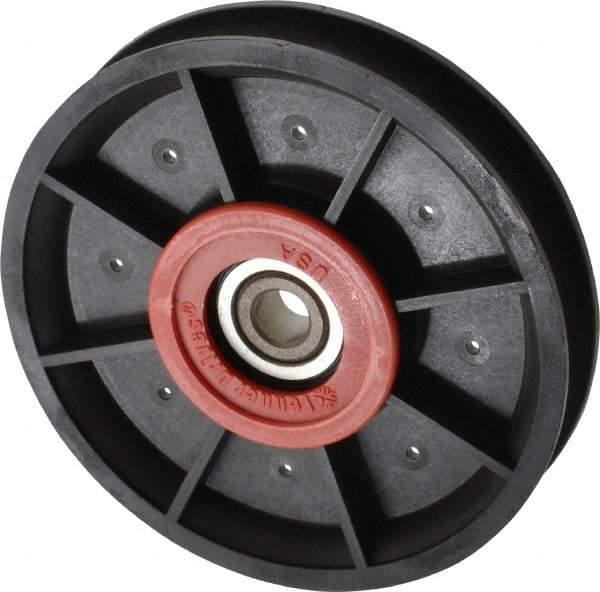 Fenner Drives - 3/8 Inside x 4.12" Outside Diam, 0.53" Wide Pulley Slot, Glass Reinforced Nylon Idler Pulley - 1/2" Belt Size Diam, For Use with Round Belts - Top Tool & Supply