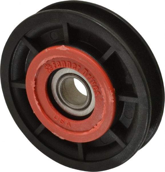 Fenner Drives - 1/2 Inside x 3.05" Outside Diam, 0.4" Wide Pulley Slot, Glass Reinforced Nylon Idler Pulley - 3/8" Belt Size Diam, For Use with Round Belts - Top Tool & Supply