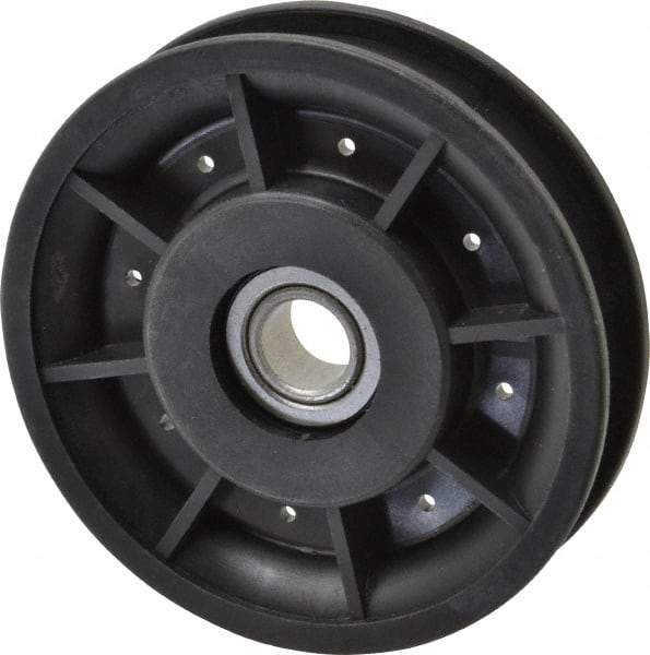 Fenner Drives - 1/2 Inside x 3-1/2" Outside Diam, 0.53" Wide Pulley Slot, Glass Reinforced Nylon Idler Pulley - 1/2" Belt Size Diam, For Use with Round Belts - Top Tool & Supply