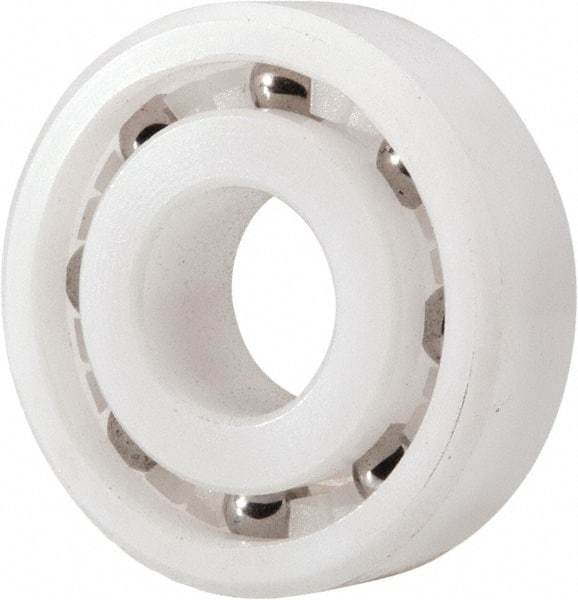 Made in USA - 10mm Bore Diam, 26mm OD, Open Plastic Race Radial Ball Bearing - 8mm Wide, 1 Row, Round Bore, 33 Lb Static Capacity, 42 Lb Dynamic Capacity - Top Tool & Supply