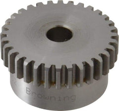 Browning - 20 Pitch, 1.6" Pitch Diam, 32 Tooth Spur Gear - 3/8" Bore Diam, 1-7/16" Hub Diam, Steel - Top Tool & Supply