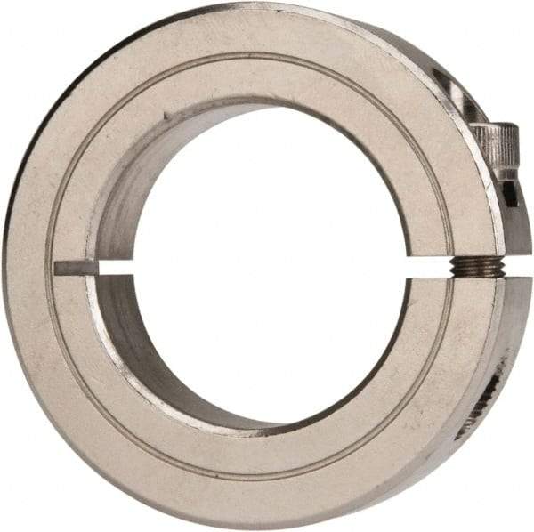 Climax Metal Products - 1-3/8" Bore, Stainless Steel, One Piece Clamp Collar - 2-1/4" Outside Diam, 9/16" Wide - Top Tool & Supply