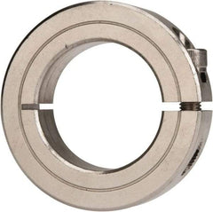 Climax Metal Products - 1-3/8" Bore, Stainless Steel, One Piece Clamp Collar - 2-1/4" Outside Diam, 9/16" Wide - Top Tool & Supply