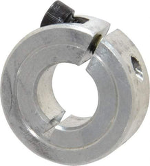 Climax Metal Products - 1/2" Bore, Aluminum, One Piece Clamp Collar - 1-1/8" Outside Diam, 13/32" Wide - Top Tool & Supply